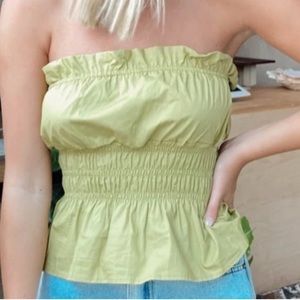 NWT Cute 100% Cotton Strapless She is a Flirt Top by Vestique Size MED LimeGreen